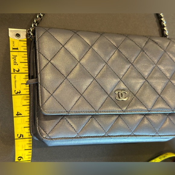 CHANEL iridescent blue wallet on chain silver hardware flap bag - Picture 3 of 15